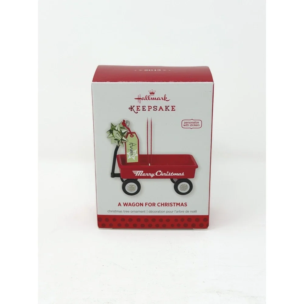 Hallmark Keepsake A Wagon for Christmas Ornament 2013 Red Wagon Box Stickers